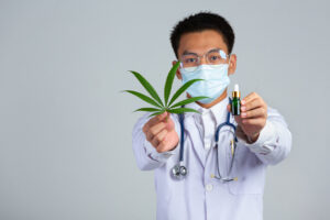 Doctor with cannabis oil